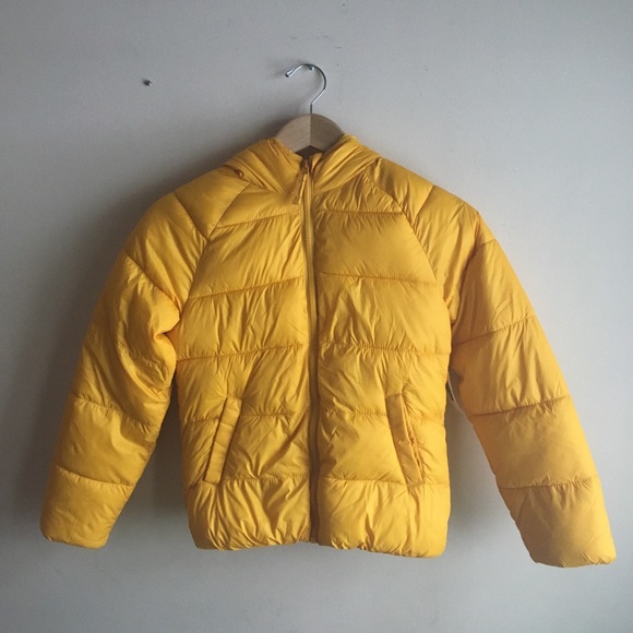 NWT Mustard Yellow Girls’ Waterproof Puffer Hooded - Picture 2 of 8